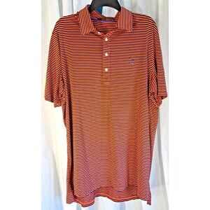Ralph Lauren RLX Polo Shirt Mens XL Orange Blue Stripe Golf Logo
